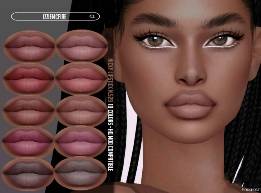 Sims 4 Lipstick Makeup Mod: Nicky Lipstick N.529 (Featured)