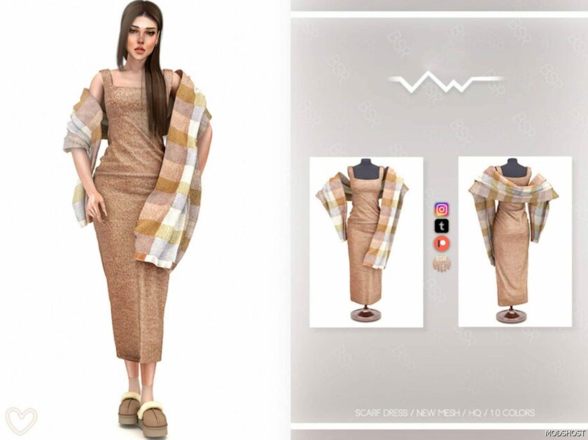 Sims 4 Female Clothes Mod: Scarf Dress (Featured)