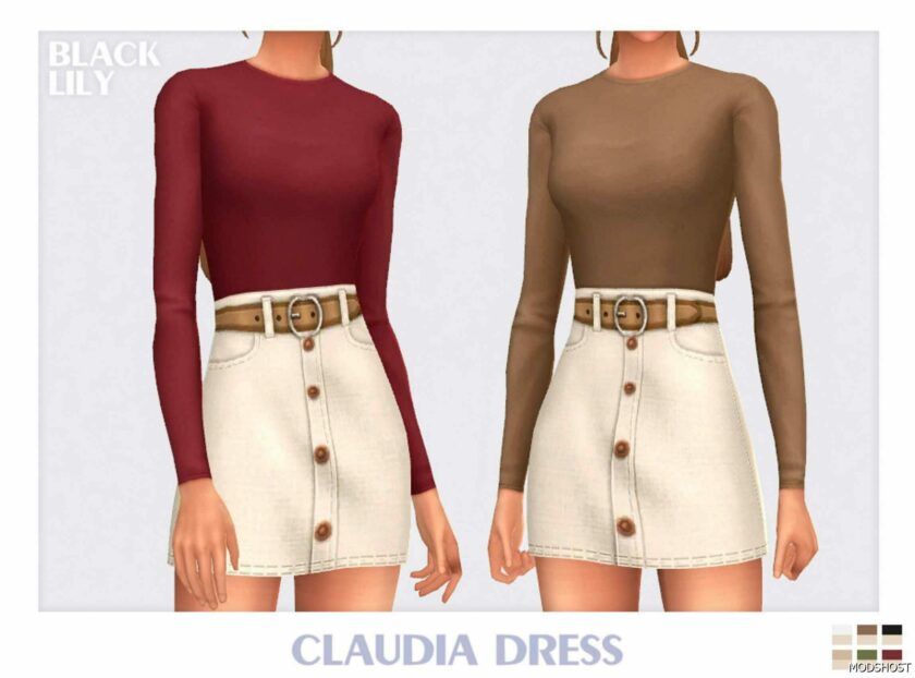 Sims 4 Female Clothes Mod: Claudia Dress (Featured)