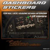 ETS2 RJL Part Mod: Dashboard Stickers for RJL Eugene SCS Scania 1.48 (Featured)