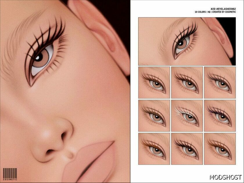 Sims 4 Female Makeup Mod: Maxis Match 2D Eyelashes N62 (Featured)