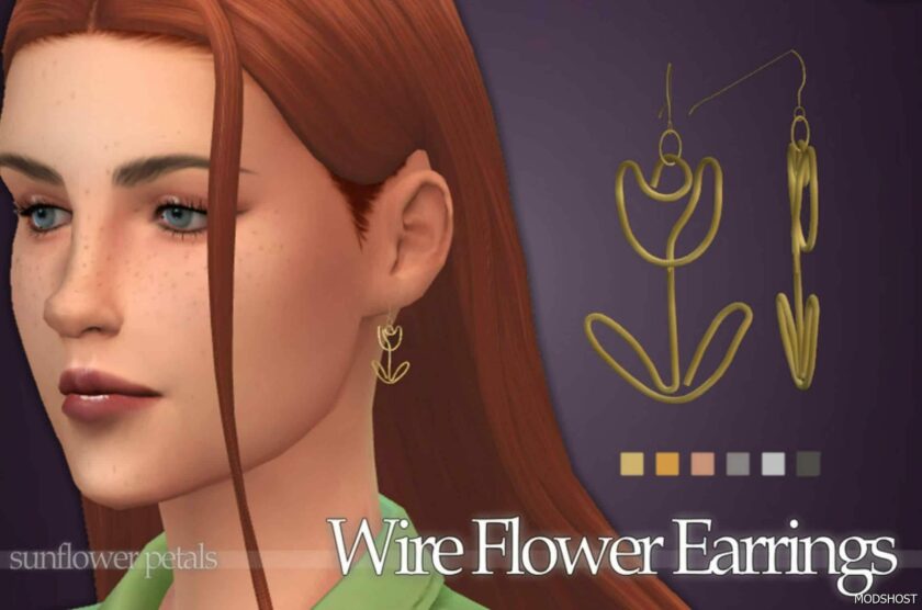 Sims 4 Female Accessory Mod: Wire Flower Earrings (Featured)