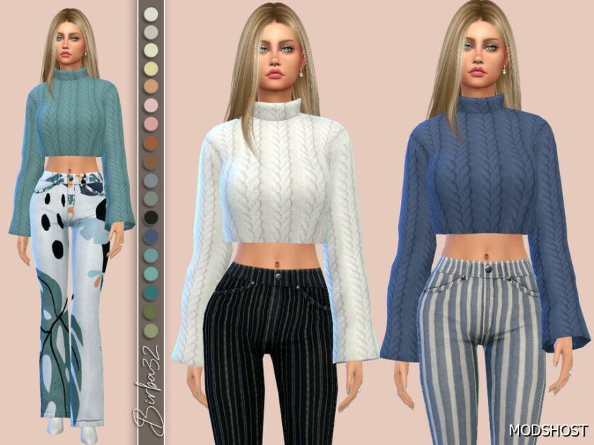 Sims 4 Bottoms Clothes Mod: Octavia Sweater & Pants SET (Featured)