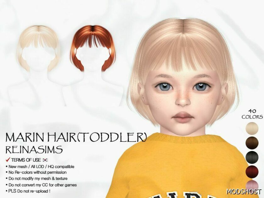 Sims 4 Kid Mod: Marin Hair (Toddler) (Featured)