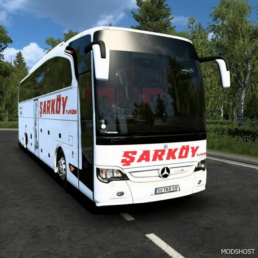 ETS2 Mercedes-Benz Bus Mod: Mercedes Travego V2 Şarköy Kaplamasi 1.48 (Featured)