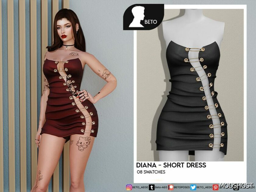 Sims 4 Dress Clothes Mod: Diana (Dress V2) (Featured)