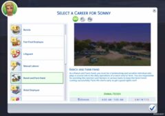 Sims 4 Mod: Ranch and Farm Hand Part-Time Career / Teen-Elder V1.2 (Featured)