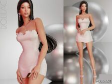 Sims 4 Female Clothes Mod: Heart Detailed Mini Dress DO0135 (Featured)