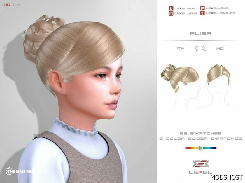 Sims 4 Female Mod: Alisa – Hairstyle (Child) (Featured)