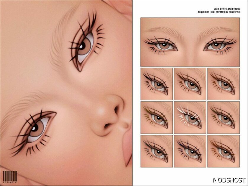 Sims 4 Female Makeup Mod: Maxis Match 2D Eyelashes N66 (Featured)