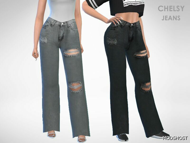 Sims 4 Female Clothes Mod: Chelsy Jeans (Featured)