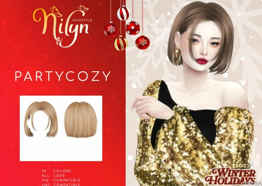 Sims 4 Female Mod: Party Cozy Hair (Featured)