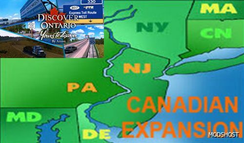 ETS2 Map Mod: Delaware – NEW Jersey – NEW York Add-On V1.5 (Discover Ontario Compatible) (Featured)