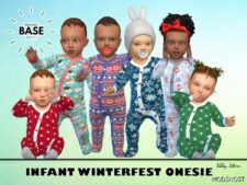 Sims 4 Kid Clothes Mod: Infant Winterfest Onesie (Featured)