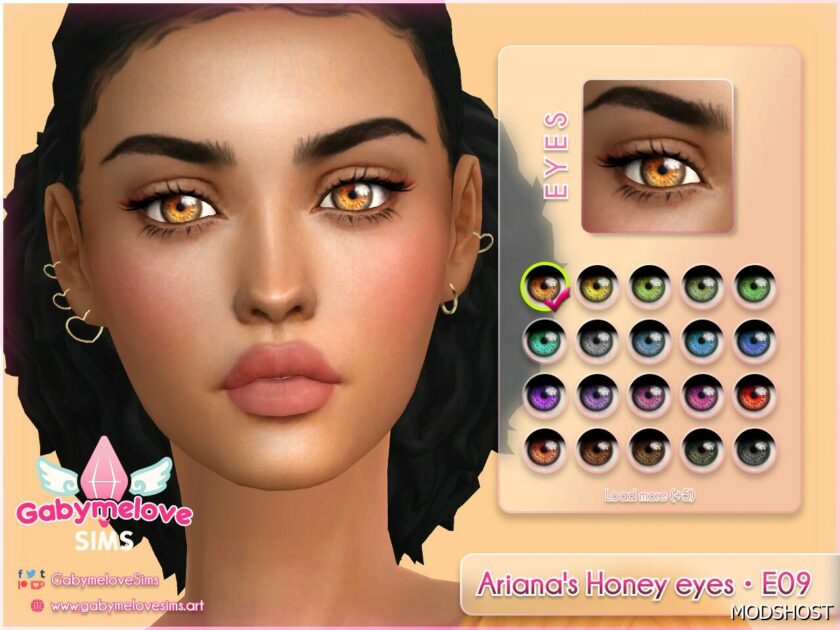 Sims 4 Mod: Eye colors: Ariana's Honey eyes • E09, contact lenses (Featured)