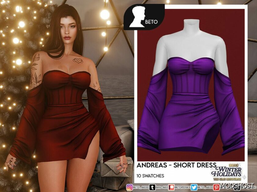 Sims 4 Elder Clothes Mod: Andreas (Short Dress) (Featured)