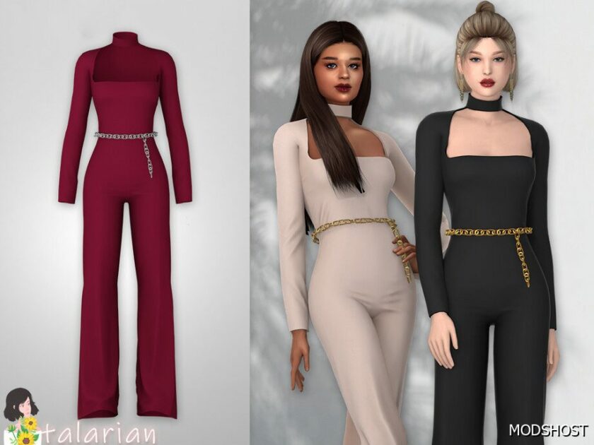 Sims 4 Female Clothes Mod: Dahlia Jumpsuit (Featured)