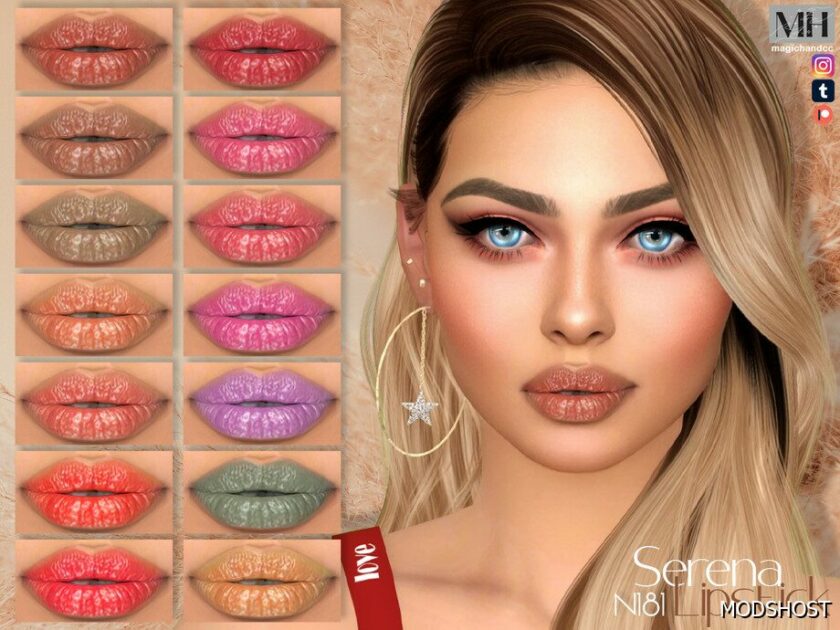 Sims 4 Lipstick Makeup Mod: Serena Lipstick N181 (Featured)