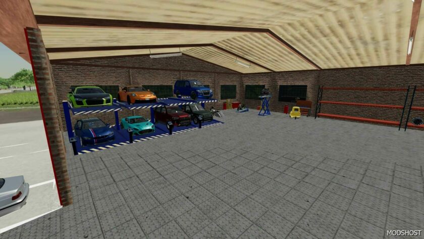 FS22 Placeable Mod: Garage for Cars and Motocycles (Featured)