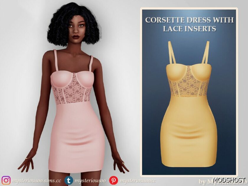 Sims 4 Elder Clothes Mod: Corsette Dress with Lace Inserts (Featured)