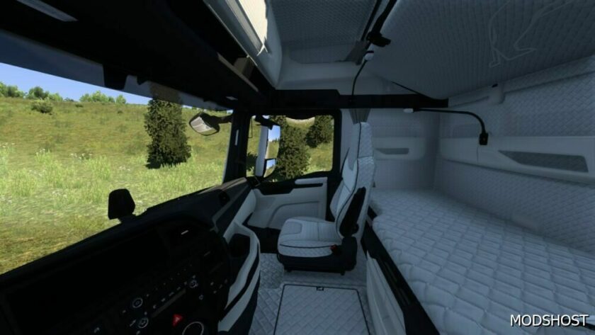 ETS2 MAN Mod: 2020 White Diamond Pattern Interior (Featured)