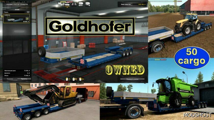 ETS2 Overweight Mod: Ownable Goldhofer Overweight Trailer V1.4.16 (Featured)