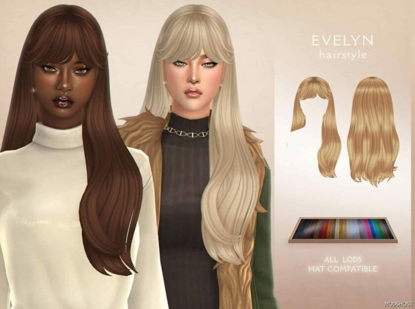 Sims 4 Female Mod: Evelyn Hairstyle (Featured)