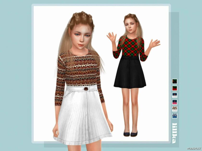 Sims 4 Dress Clothes Mod: Child Winter Holiday Dress (Featured)