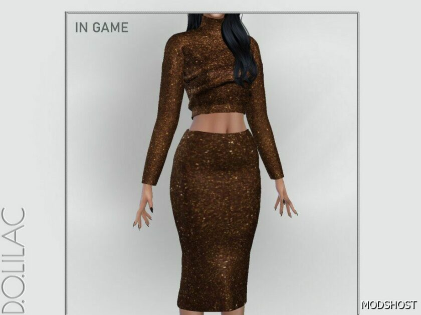 Sims 4 Bottoms Clothes Mod: Sequin Embellished Skirt SET DO0159 (Featured)