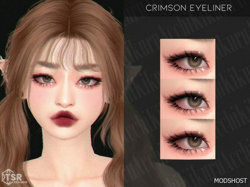 Sims 4 Eyeliner Makeup Mod: Crimson Eyeliner (Featured)