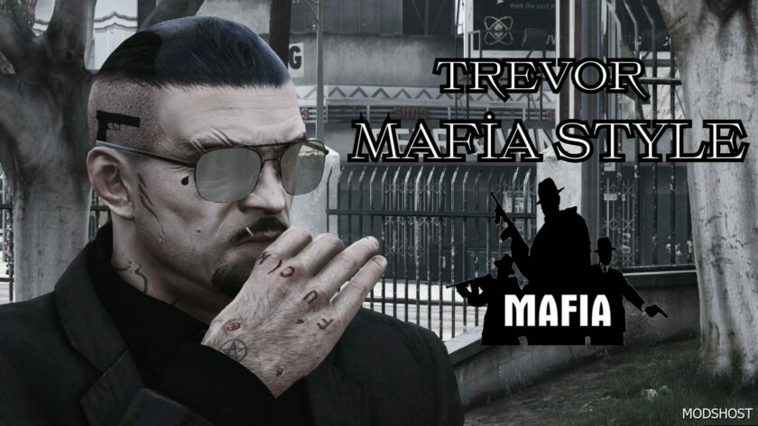 GTA 5 Player Mod: Mafia Style Tattoos, Hair and Black Suit for Trevor (Featured)