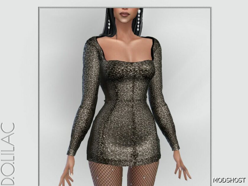 Sims 4 Dress Clothes Mod: Sequin Embellished Dress DO0160 (Featured)