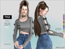 Sims 4 Party Clothes Mod: Ekka – Sweater Crop TOP (Featured)