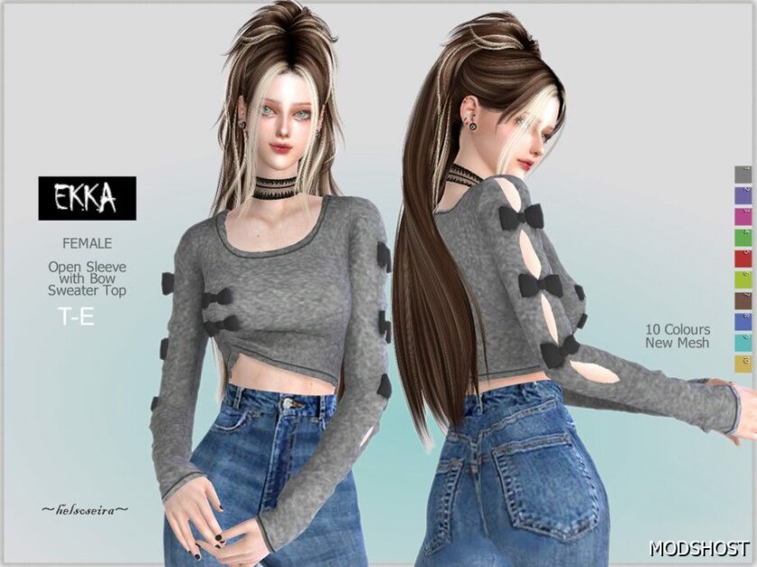 Sims 4 Party Clothes Mod: Ekka – Sweater Crop TOP (Featured)