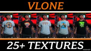 GTA 5 Player Mod: Vlone Tshirt Pack for MP Male V1.2 (Featured)