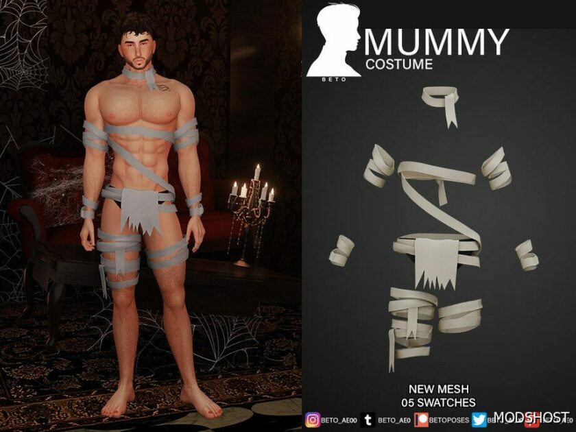 Sims 4 Male Clothes Mod: Mummy (Costume) (Featured)