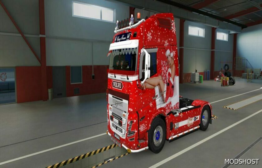 ETS2 Volvo Mod: Sanax Volvo FH5 Christmas Skin 2. 8K (Featured)