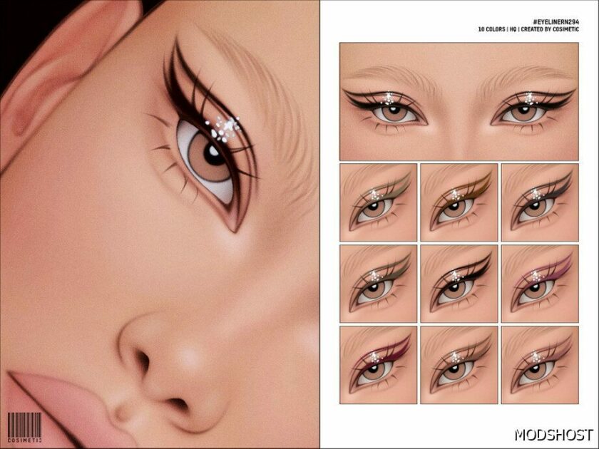 Sims 4 Female Makeup Mod: Glitter Eyeliner N294 (Featured)