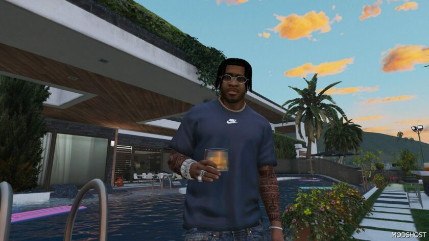 GTA 5 Player Mod: Cool T-Shirt Simpl Nike 5 Defrint Color for Franklin (Featured)