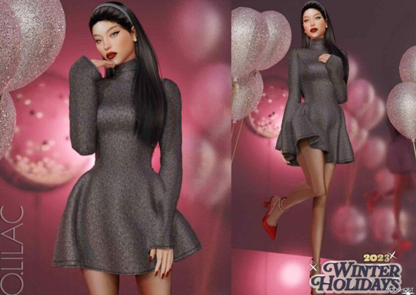 Sims 4 Elder Clothes Mod: Fine Knit Mini Dress (Featured)