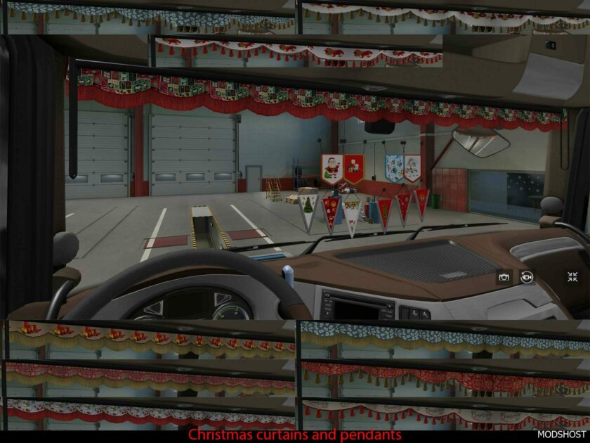 ETS2 Interior Mod: Christmas Curtains and Penants 1.49 (Featured)