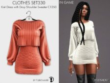 Sims 4 Teen Clothes Mod: Drop Shoulder Sweater Combo SET330 (Image #3)