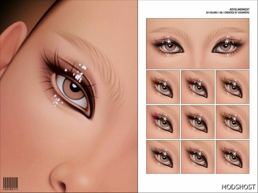 Sims 4 Female Makeup Mod: Glitter Eyeliner N297 (Featured)