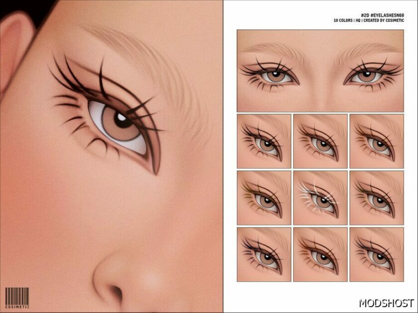 Sims 4 Female Makeup Mod: Maxis Match 2D Eyelashes N68 (Featured)