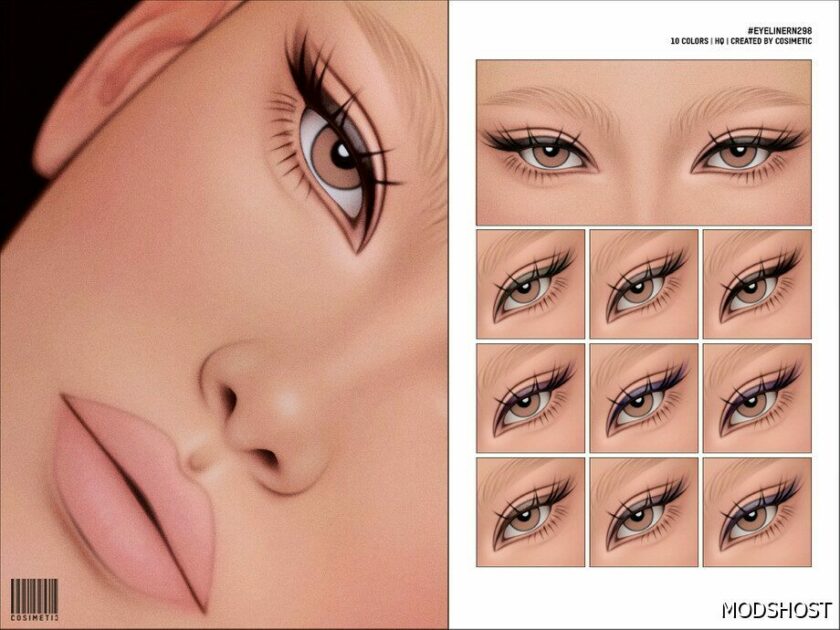 Sims 4 Female Makeup Mod: Basic Eyeliner with Eyelashes N298 (Featured)