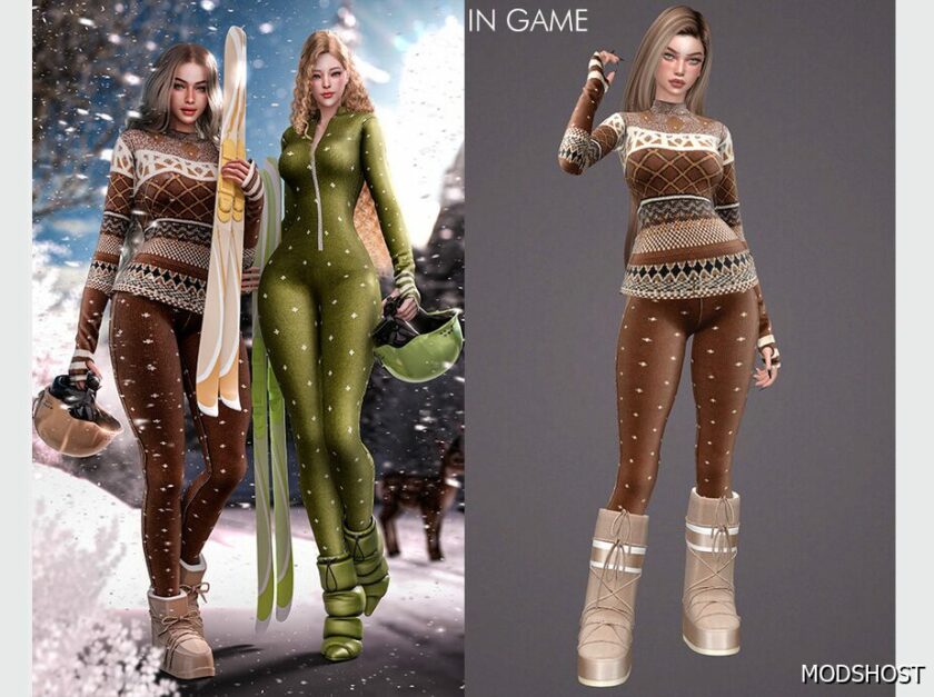 Sims 4 Everyday Clothes Mod: Knit SKI SET 331 (Featured)