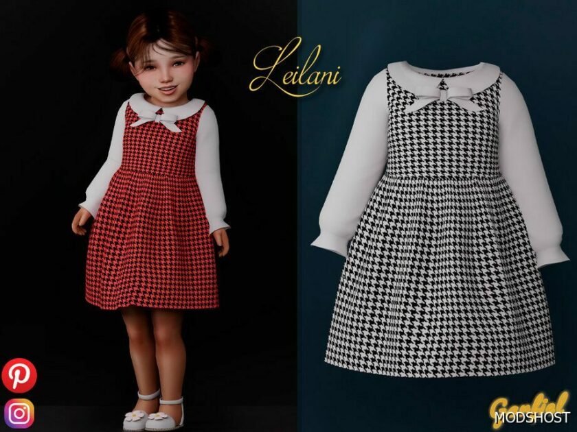 Sims 4 Dress Clothes Mod: Leilani – Cute Checkered Dress (Featured)