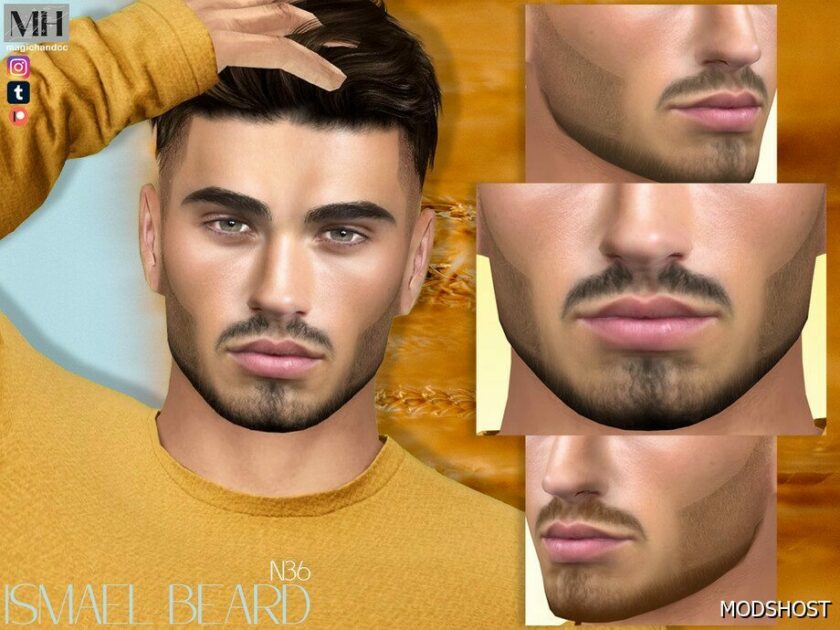 Sims 4 Male Hair Mod: Ismael Beard N36 (Featured)