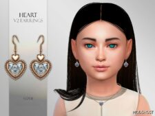 Sims 4 Female Accessory Mod: Heart V2 Earrings Child (Featured)