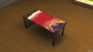 Sims 4 Object Mod: Wood & Epoxy Desk – 4 Color Options (Image #3)